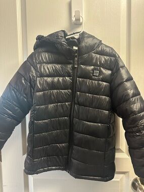 Kids Black Puffer Heated Jacket with Hood